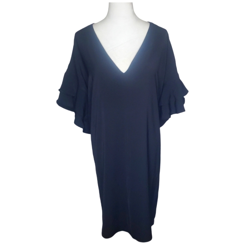 City Chic Plus Size Double Frill Black Dress